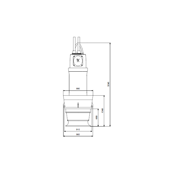 Дренажный погружной насос Grundfos для канализаций и водозабора KWM.1000.250.8.T.50.670.M.40 артикул 99301600 – габаритный чертеж