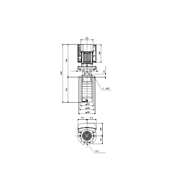 Полупогружной насос Grundfos MTRE 20-17/17 A-W-A-HUUV артикул 96520423 – габаритный чертеж