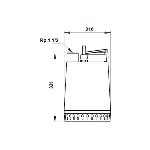 Погружной дренажный канализационный насос Grundfos Unilift AP 12.40.06.1 артикул 96001720 – габаритный чертеж